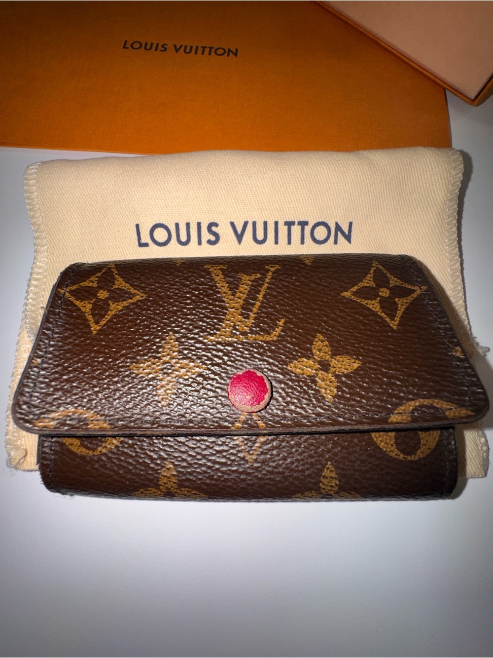 LOUIS VUITTON Monogram 6 Key Multicles Holder Fuchsia Full Set